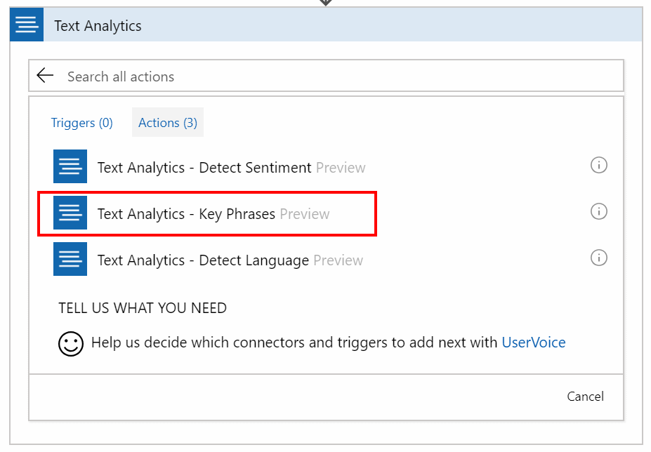 Select the Key Phrases action