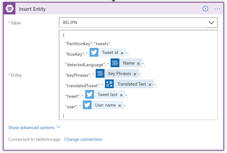 Insert entity in table storage