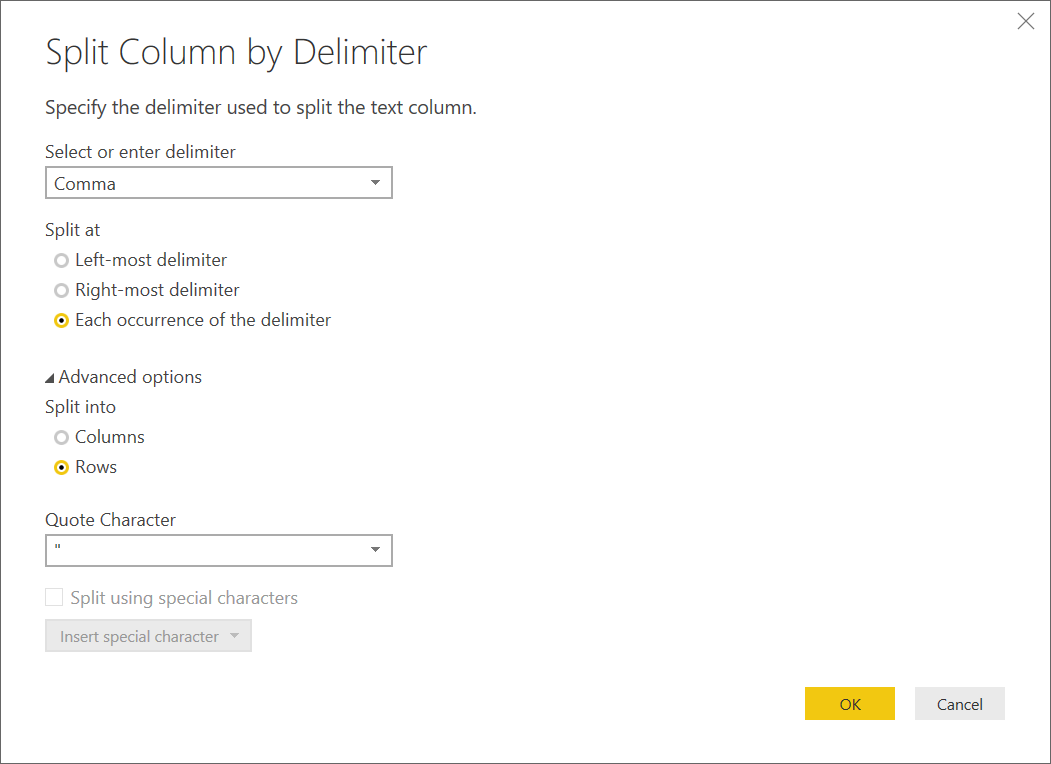 Split column into rows