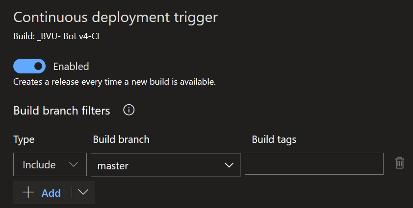 Enable the continuous deployment trigger