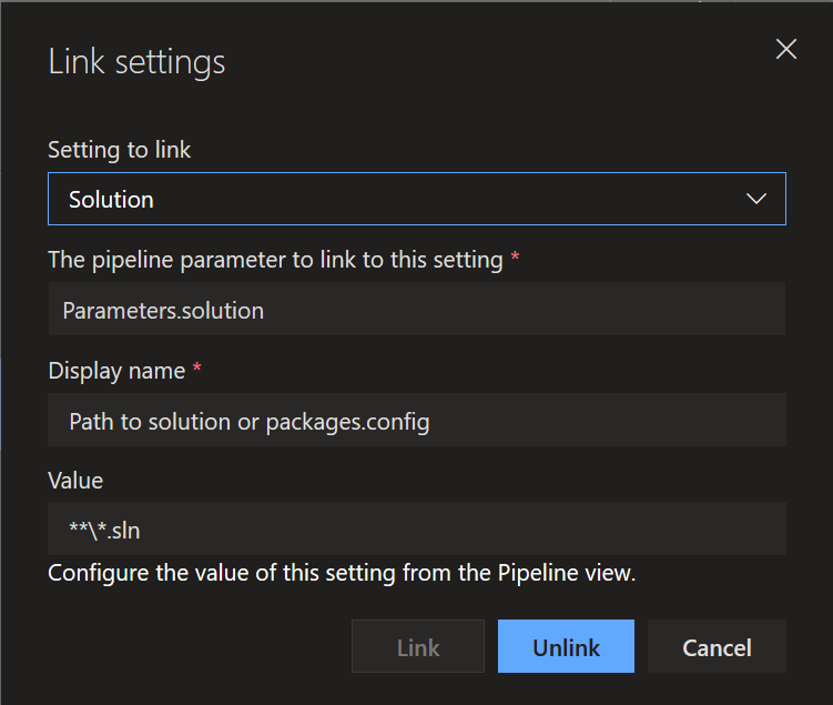 Link settings