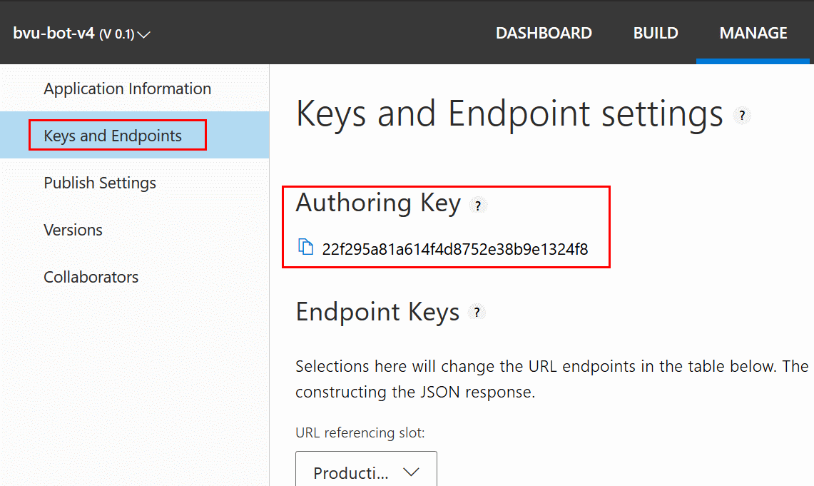 LUIS Authoring Key